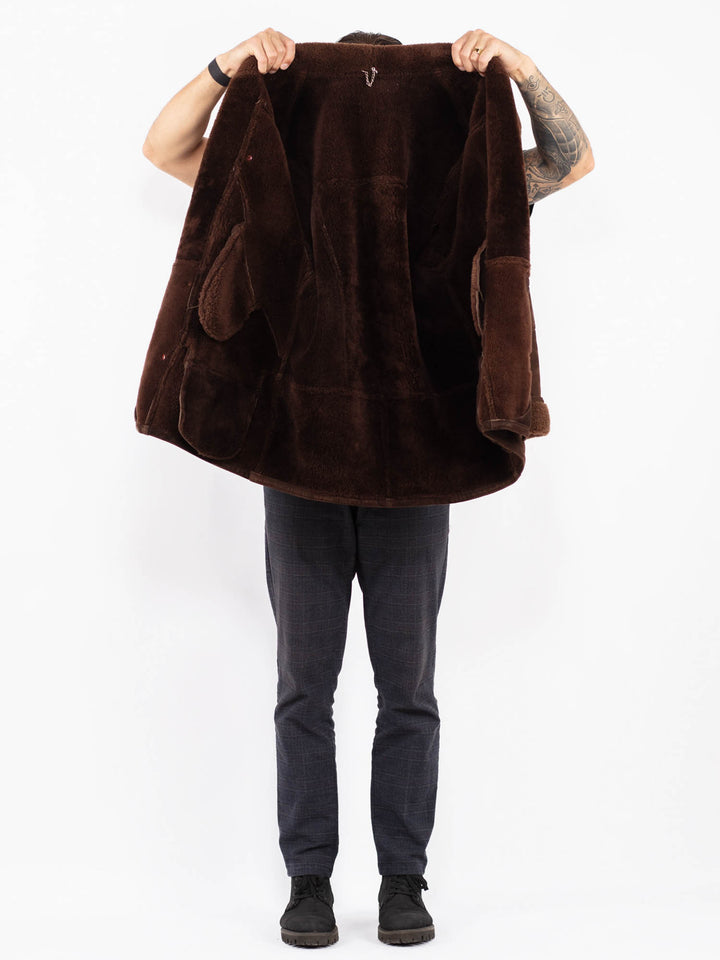 Vintage 80's Men Sheepskin Coat in BrownZ2382