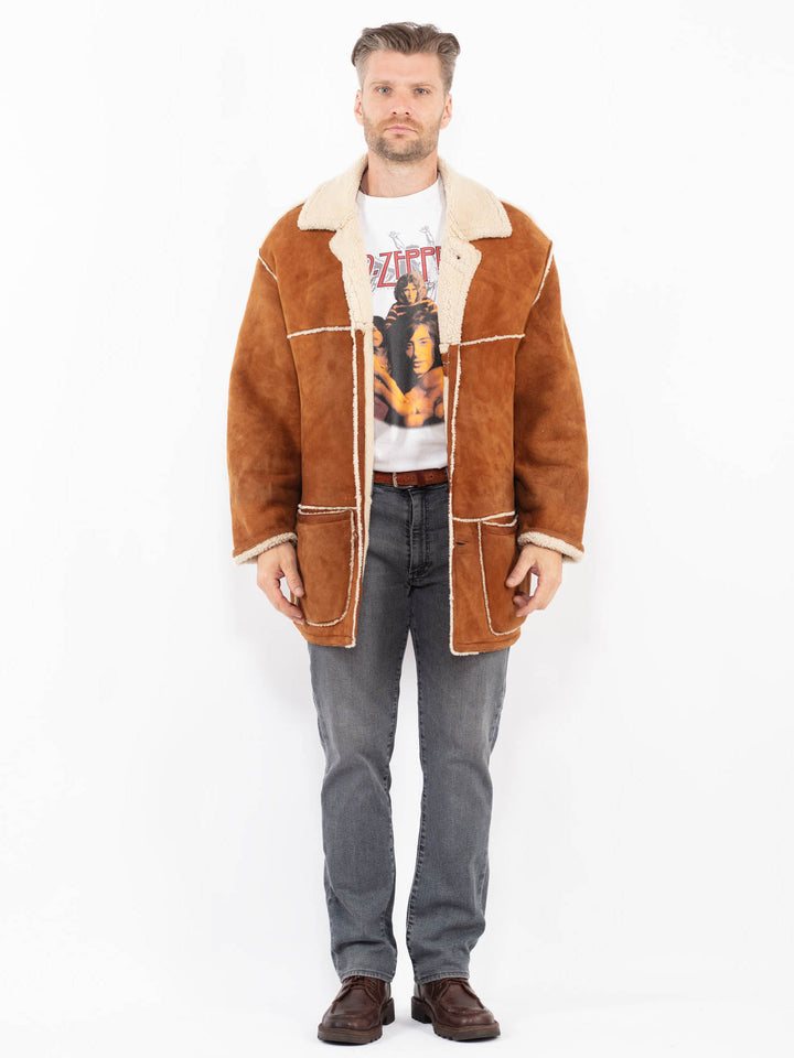 Vintage 80's Men Sheepskin Coat in BrownZ2074