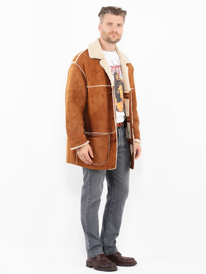 Vintage 80's Men Sheepskin Coat in BrownZ2074