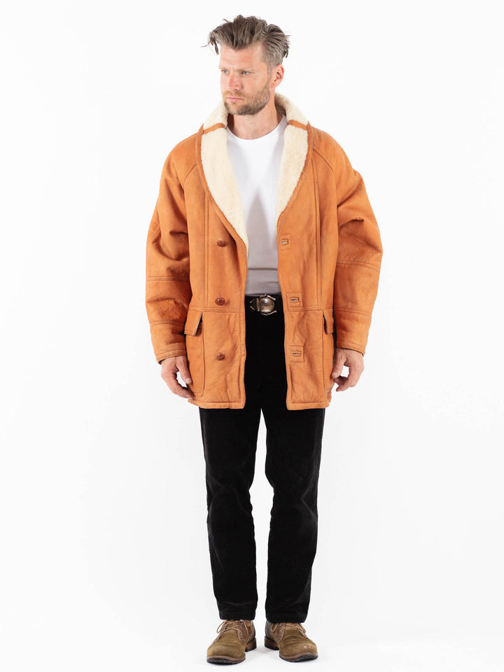 Vintage 80's Men Sheepskin Coat in BrownZ1852