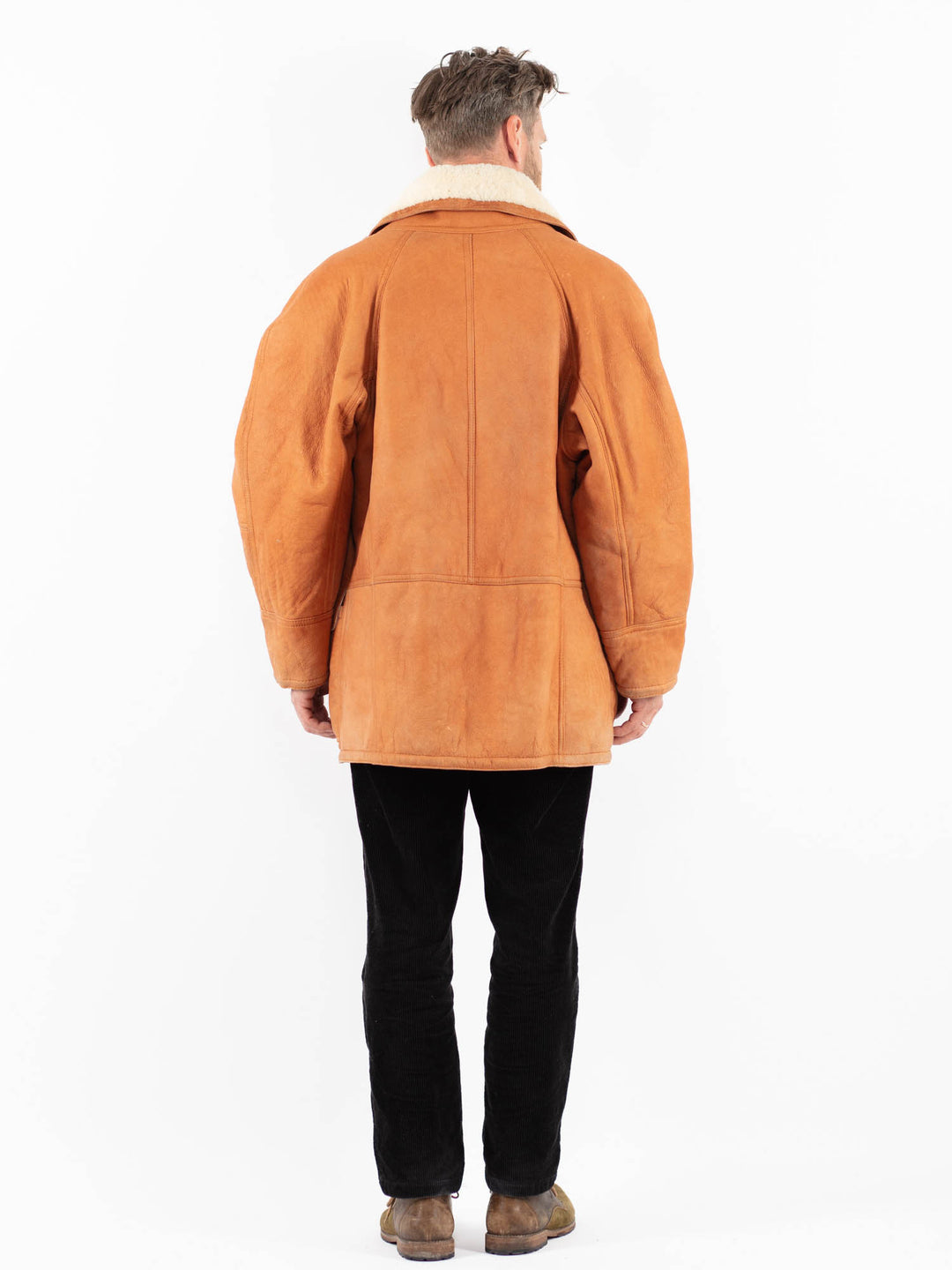 Vintage 80's Men Sheepskin Coat in BrownZ1852