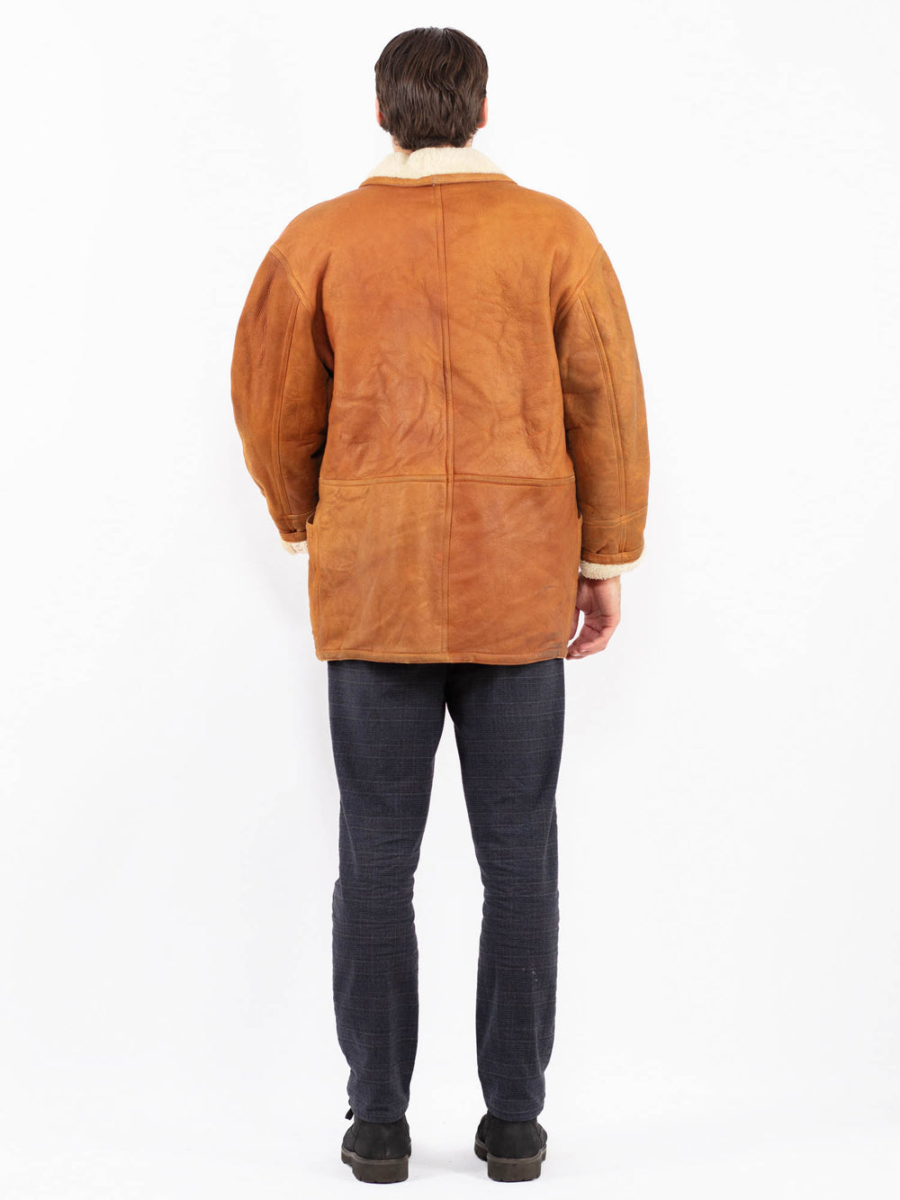 Vintage 80's Men Sheepskin Coat in BrownZ2391