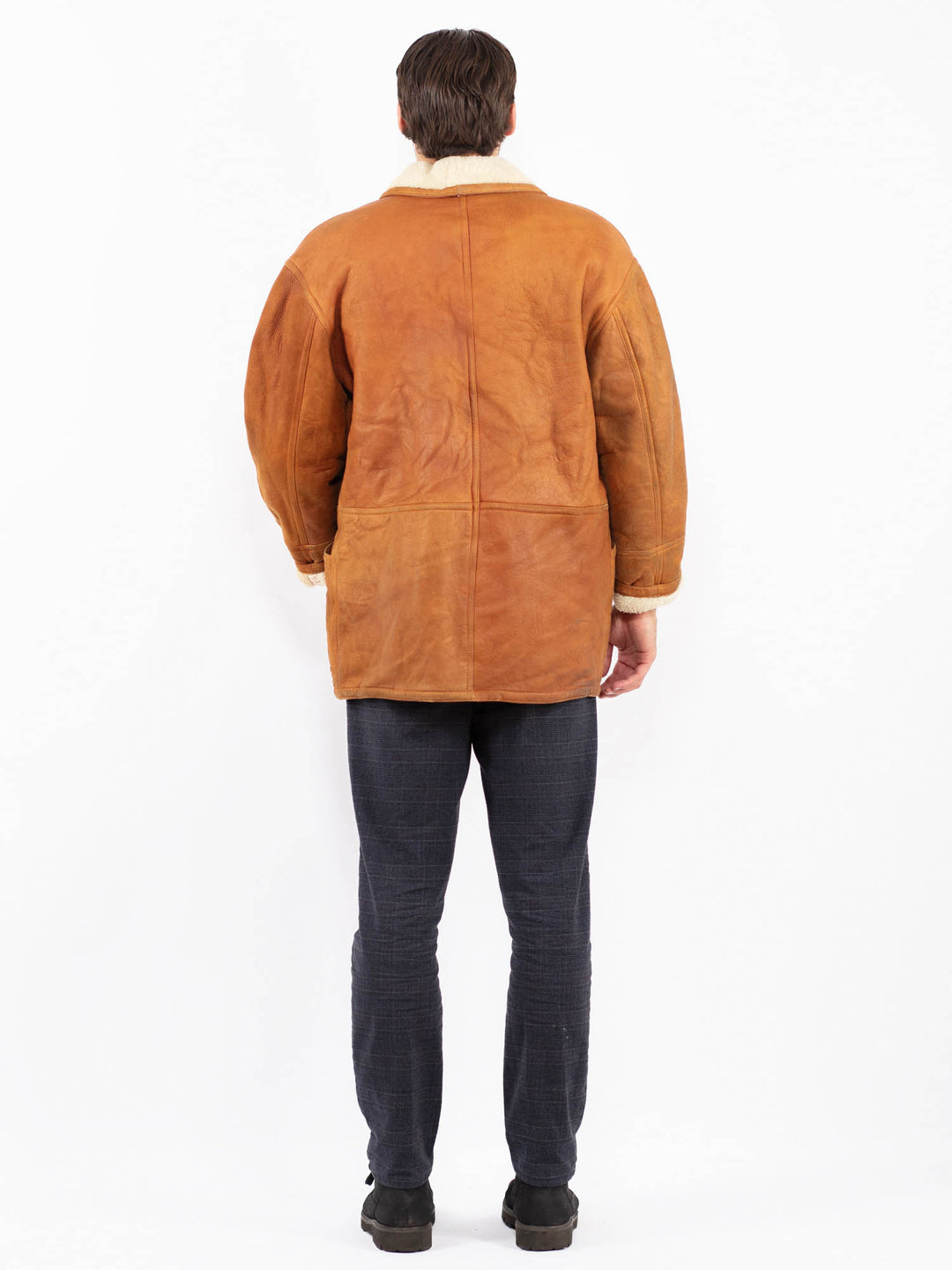 Vintage 80's Men Sheepskin Coat in BrownZ2391