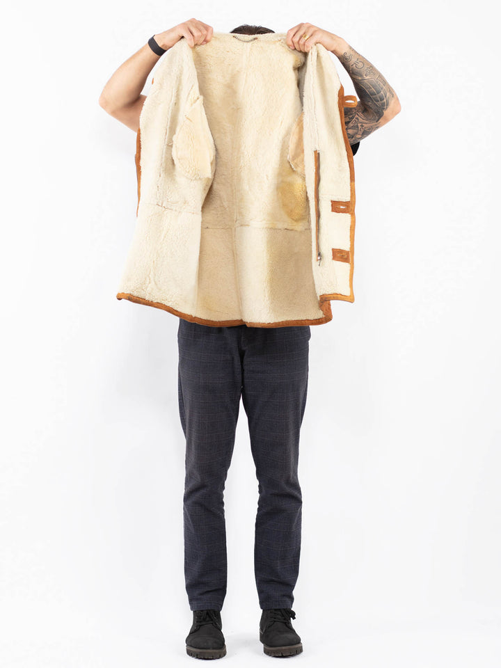 Vintage 80's Men Sheepskin Coat in BrownZ2391