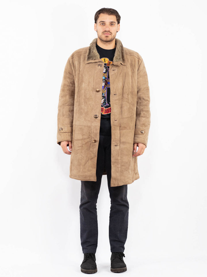 Vintage 80's Men Sheepskin Coat in BeigeZ2398
