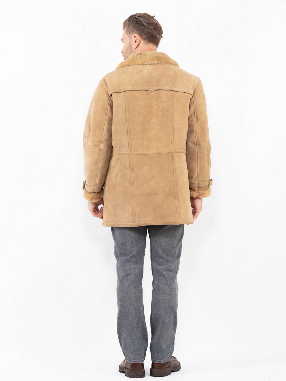 Vintage 80's Men Sheepskin Coat in BeigeZ2083