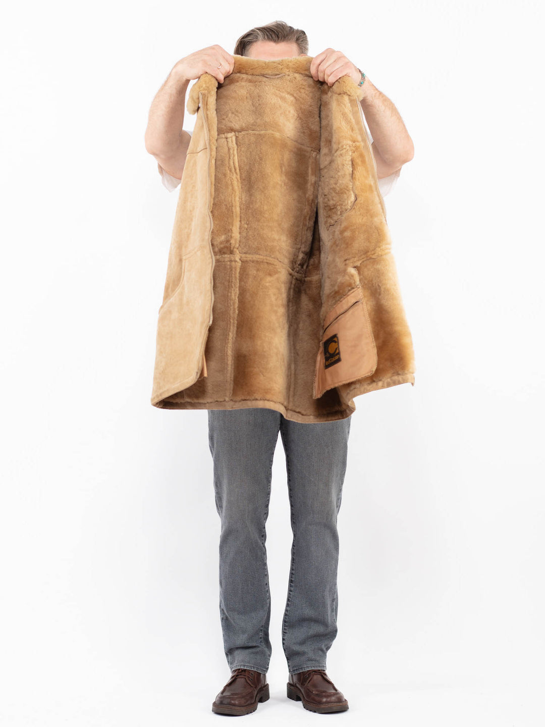 Vintage 80's Men Sheepskin Coat in BeigeZ2083