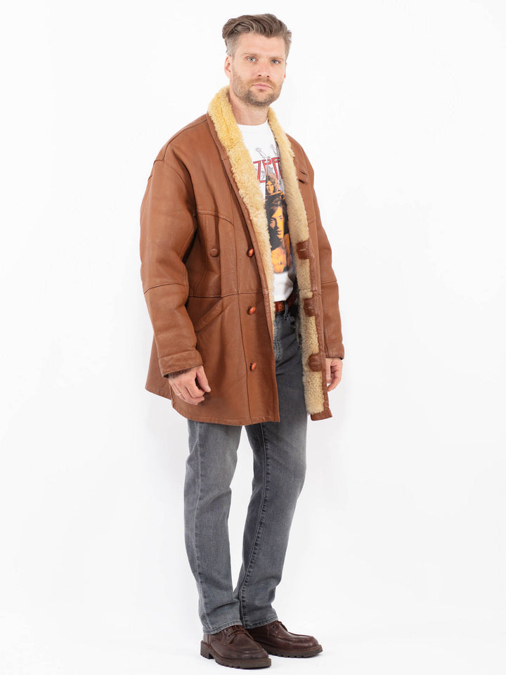 Vintage 80's Men Sheepskin Coat in BrownZ2086