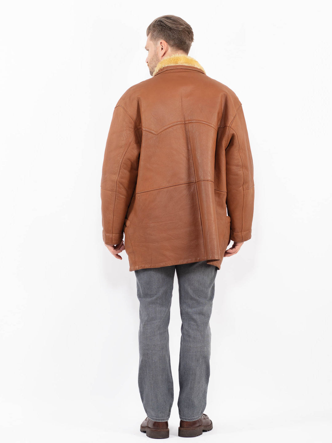 Vintage 80's Men Sheepskin Coat in BrownZ2086