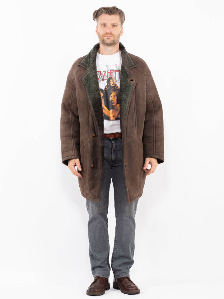 Vintage 80's Men Sheepskin Coat in BrownZ2089
