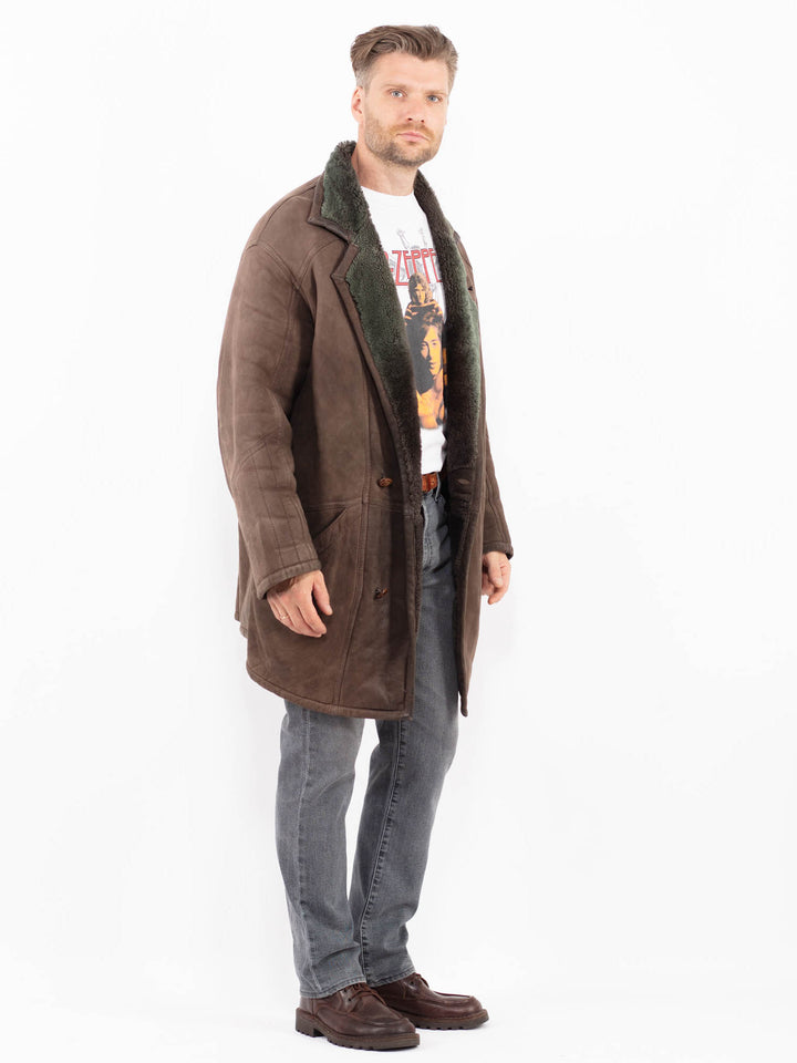 Vintage 80's Men Sheepskin Coat in BrownZ2089