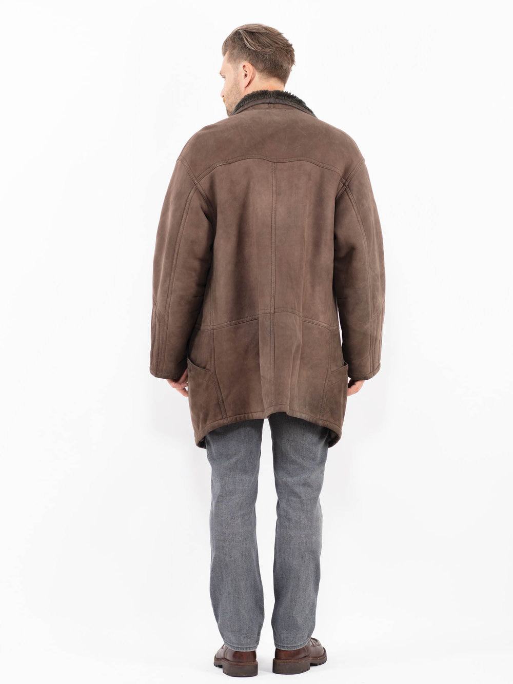 Vintage 80's Men Sheepskin Coat in BrownZ2089