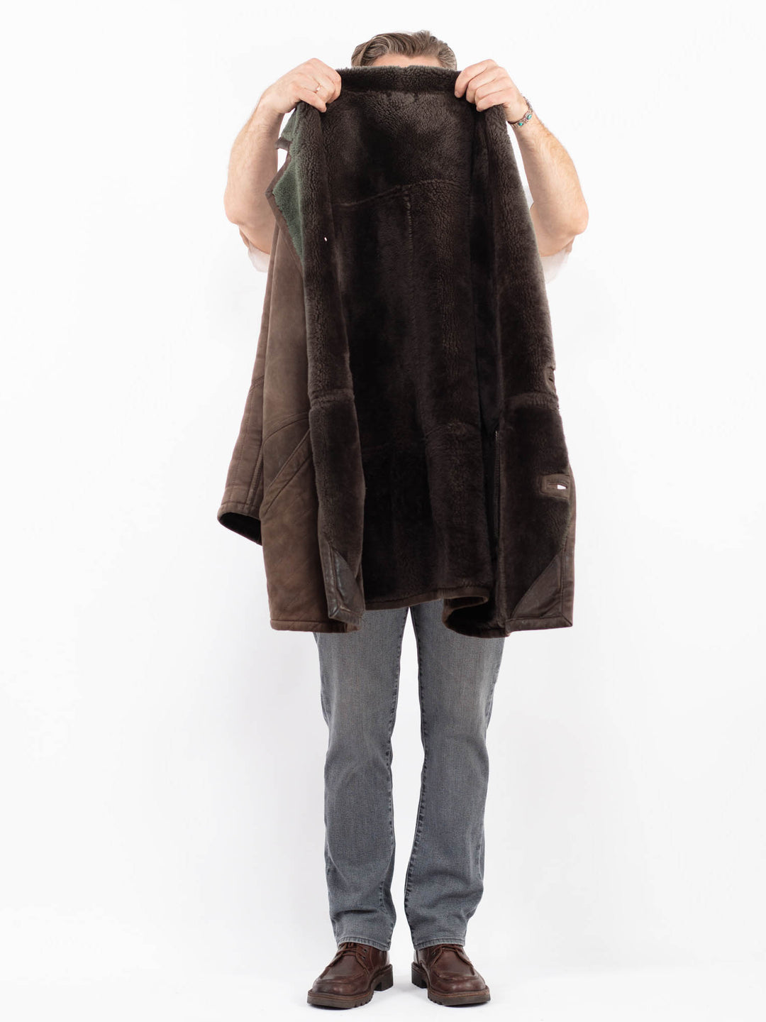Vintage 80's Men Sheepskin Coat in BrownZ2089