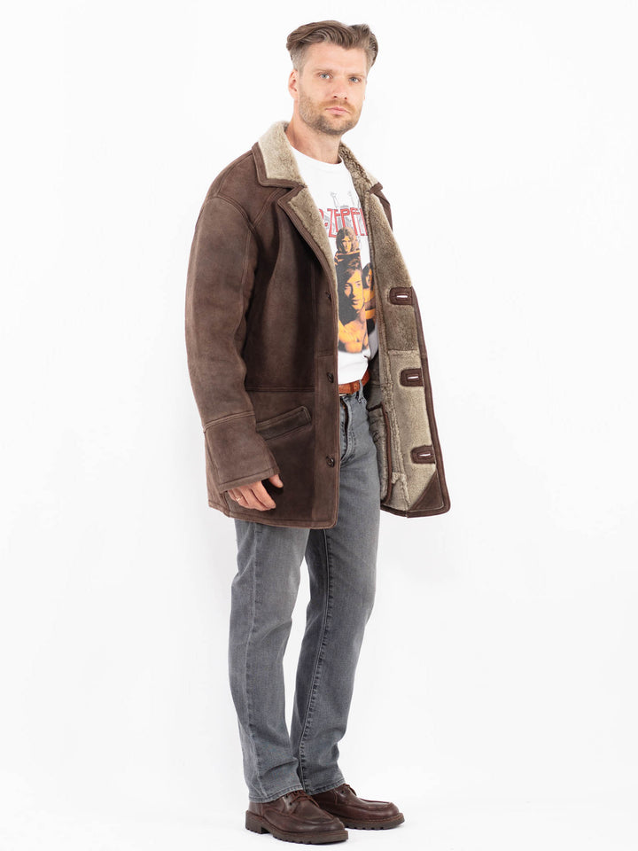 Vintage 80's Men Sheepskin Coat in BrownZ2096
