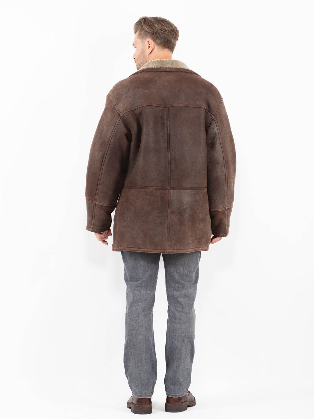 Vintage 80's Men Sheepskin Coat in BrownZ2096