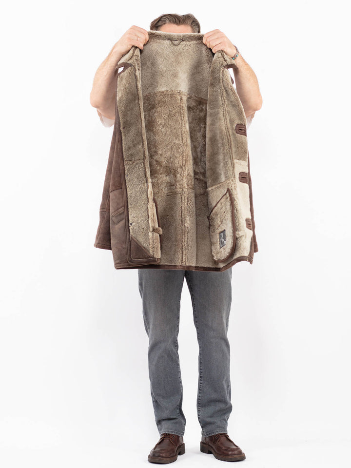 Vintage 80's Men Sheepskin Coat in BrownZ2096