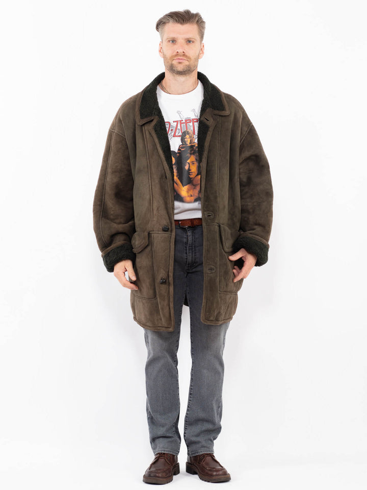 Vintage 80's Men Sheepskin Coat in GreenZ2102
