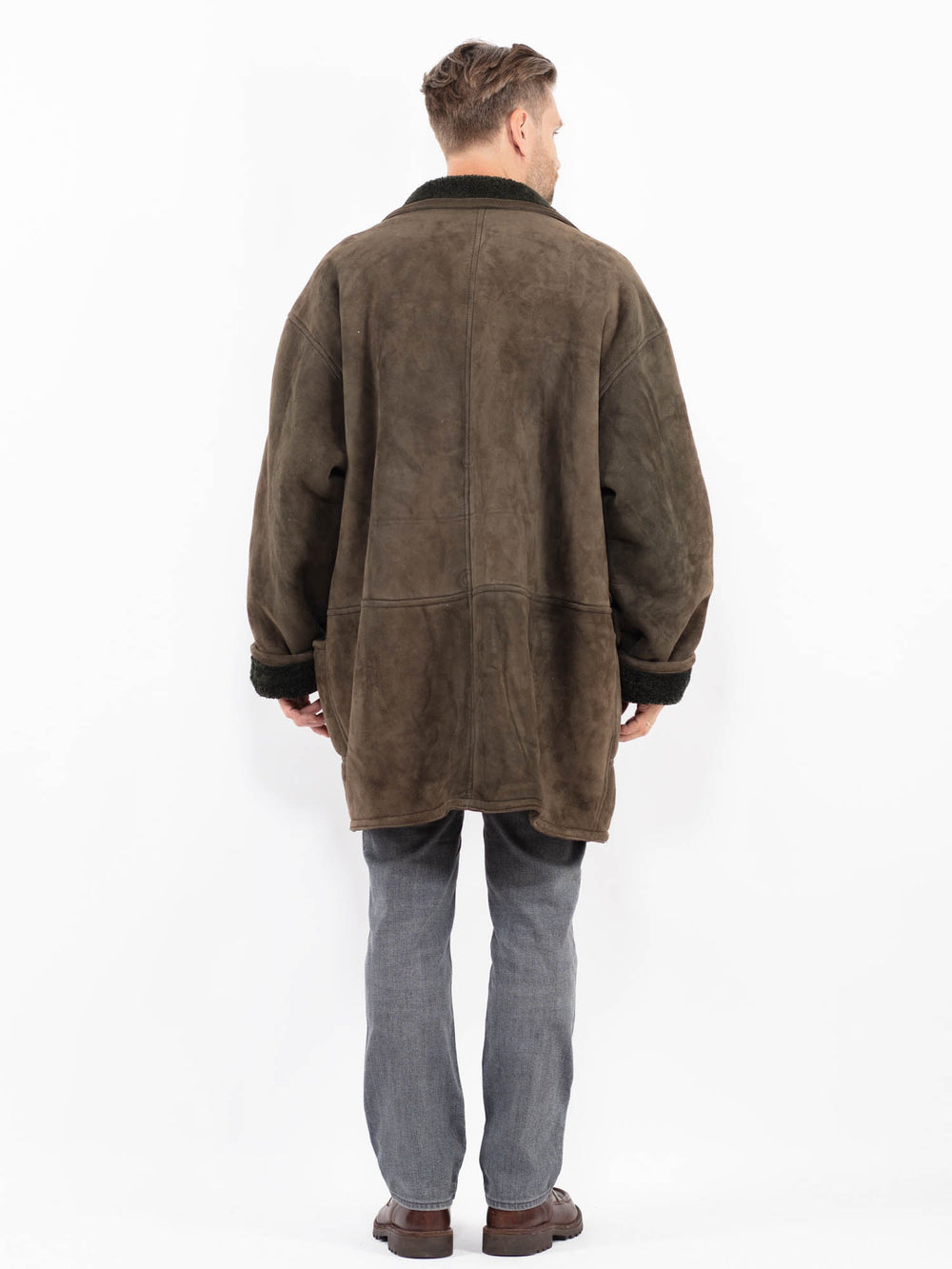 Vintage 80's Men Sheepskin Coat in GreenZ2102