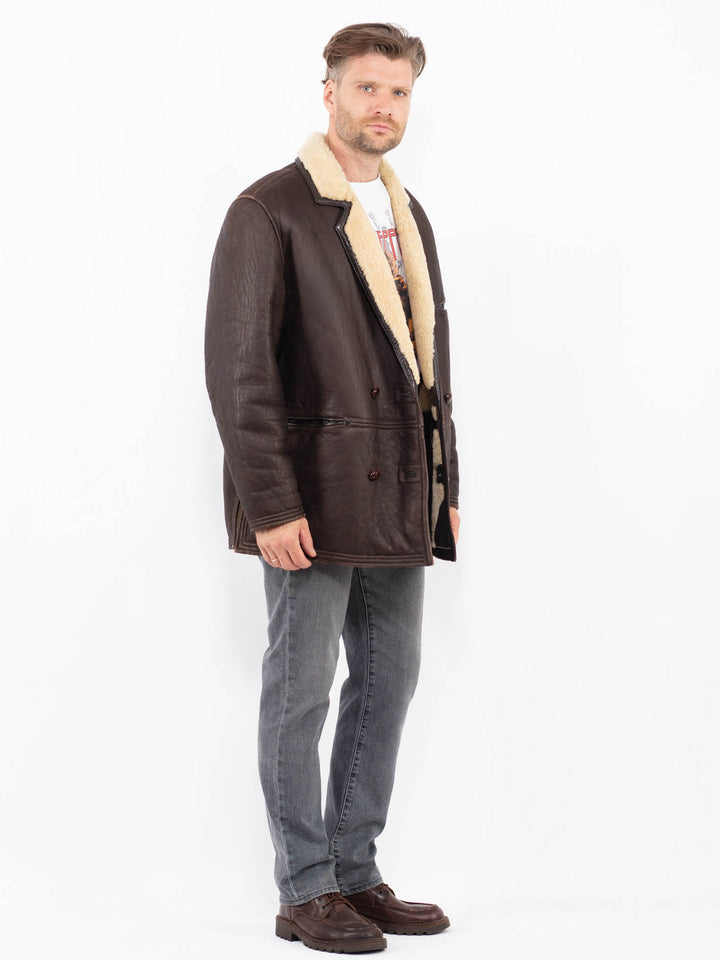 Vintage 80's Men Sheepskin Coat in BrownZ2111