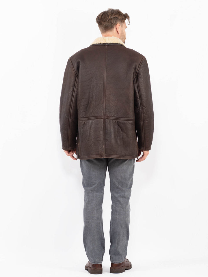 Vintage 80's Men Sheepskin Coat in BrownZ2111