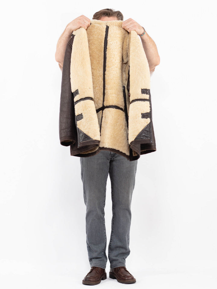 Vintage 80's Men Sheepskin Coat in BrownZ2111