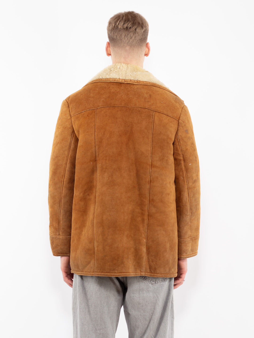 Vintage 80's Men Sheepskin Coat in Brown