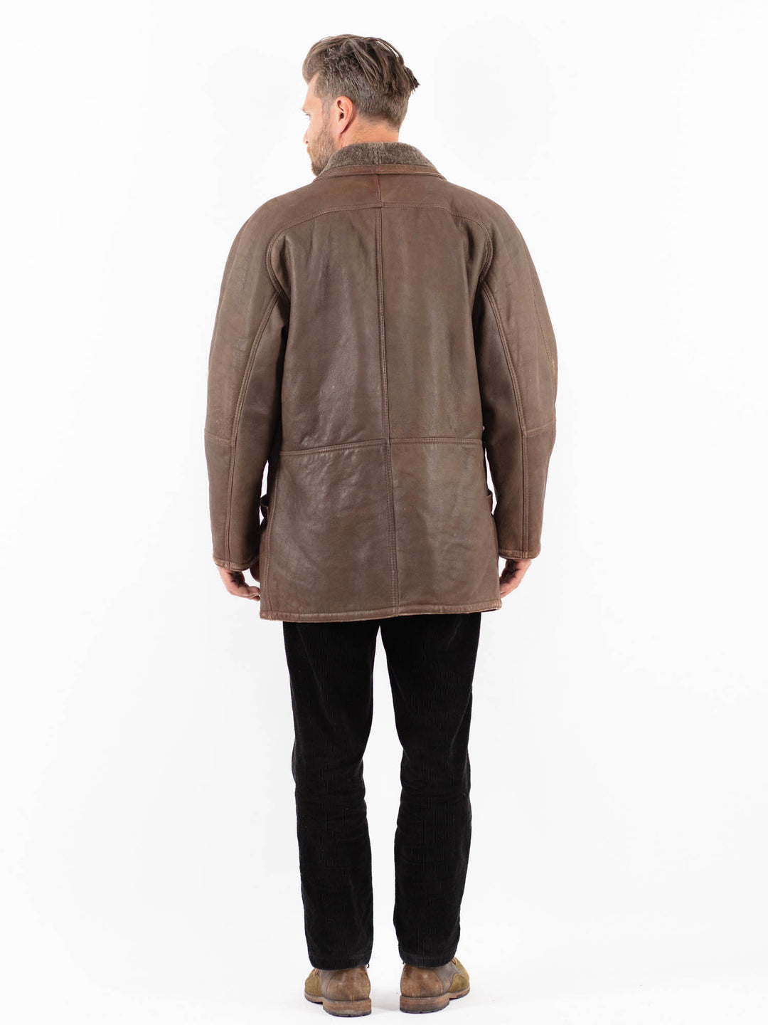 Vintage 80's Men Sheepskin Coat in BrownZ1898