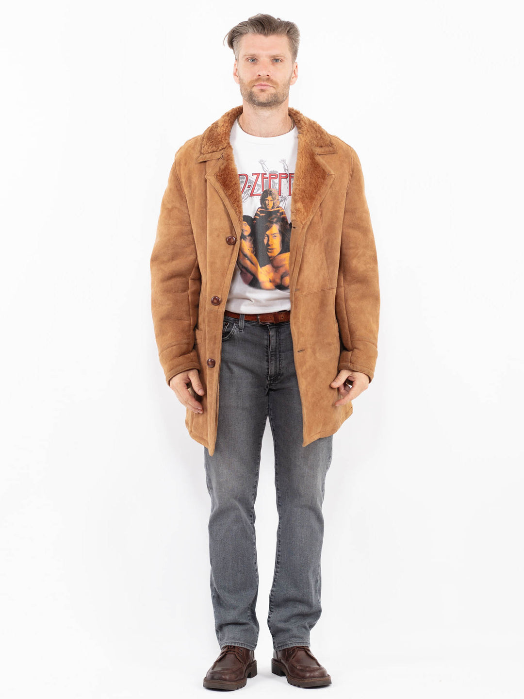 Vintage 80's Men Sheepskin in BrownZ2126