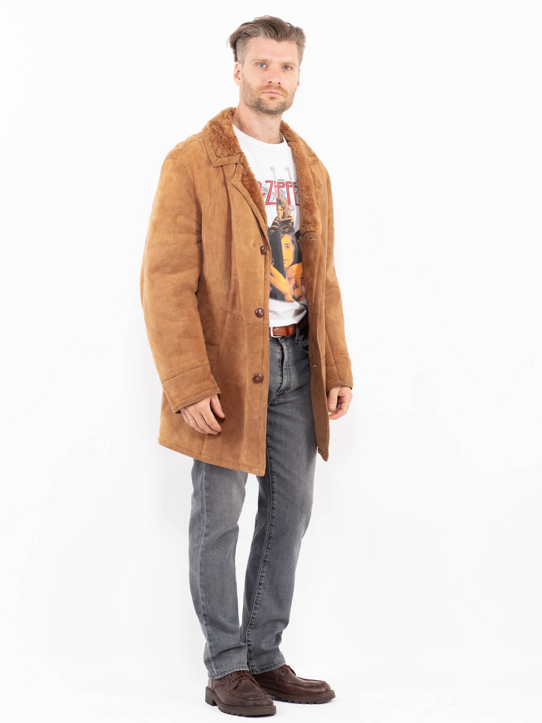 Vintage 80's Men Sheepskin in BrownZ2126
