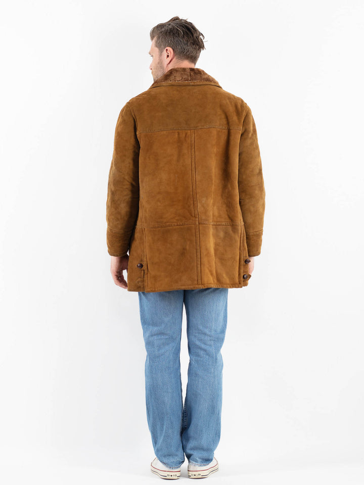 Vintage 80's Men Sheepskin Coat in BrownZ1781