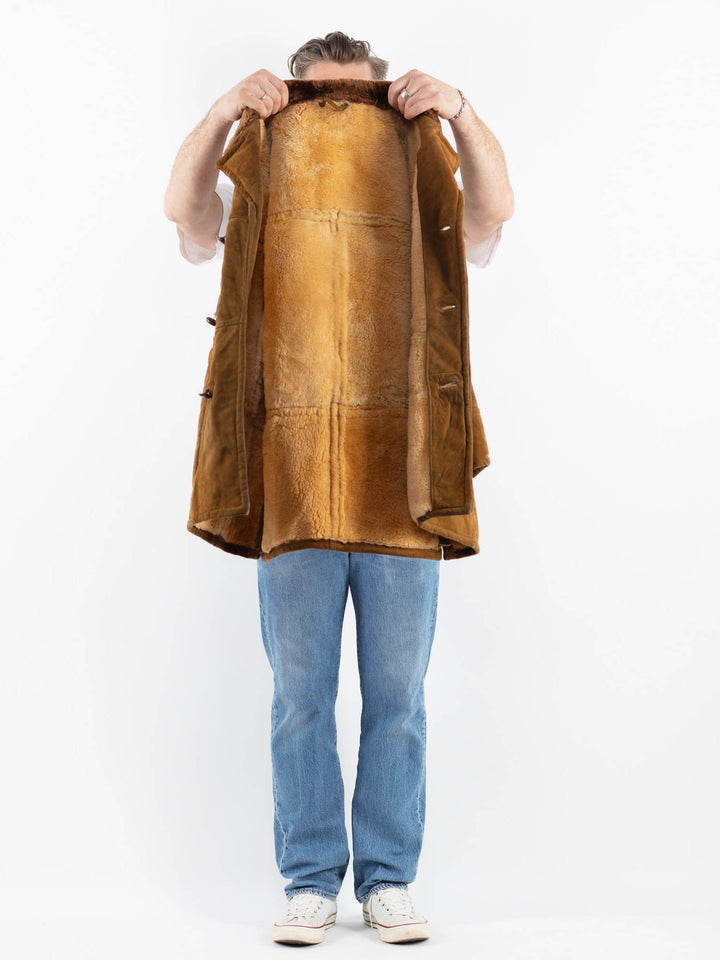 Vintage 80's Men Sheepskin Coat in BrownZ1781