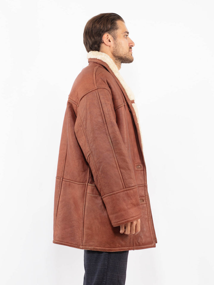 Vintage 80's Men Sheepskin Coat in BrownZ2246