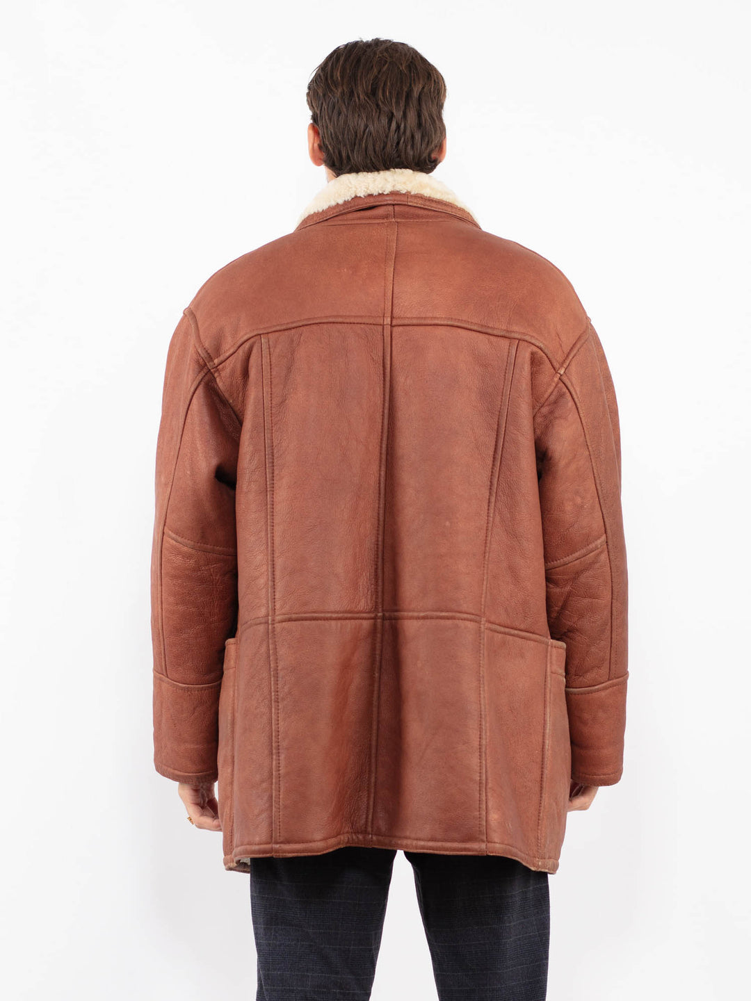 Vintage 80's Men Sheepskin Coat in BrownZ2246