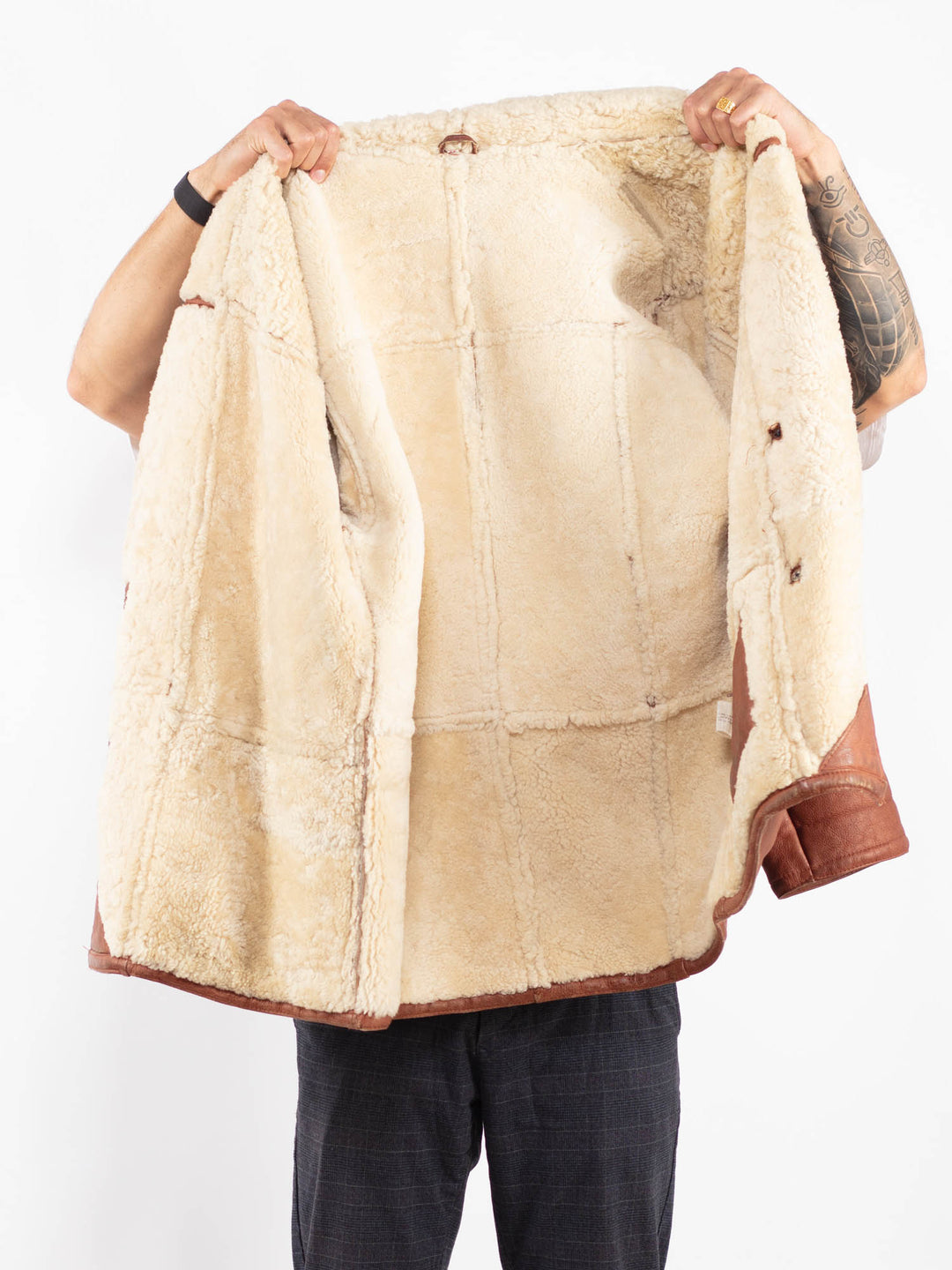 Vintage 80's Men Sheepskin Coat in BrownZ2246