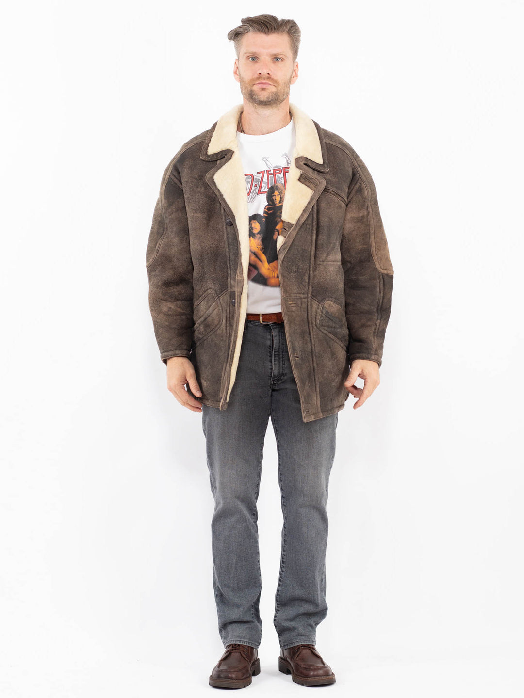 Vintage 80's Men Sheepskin in BrownZ2134