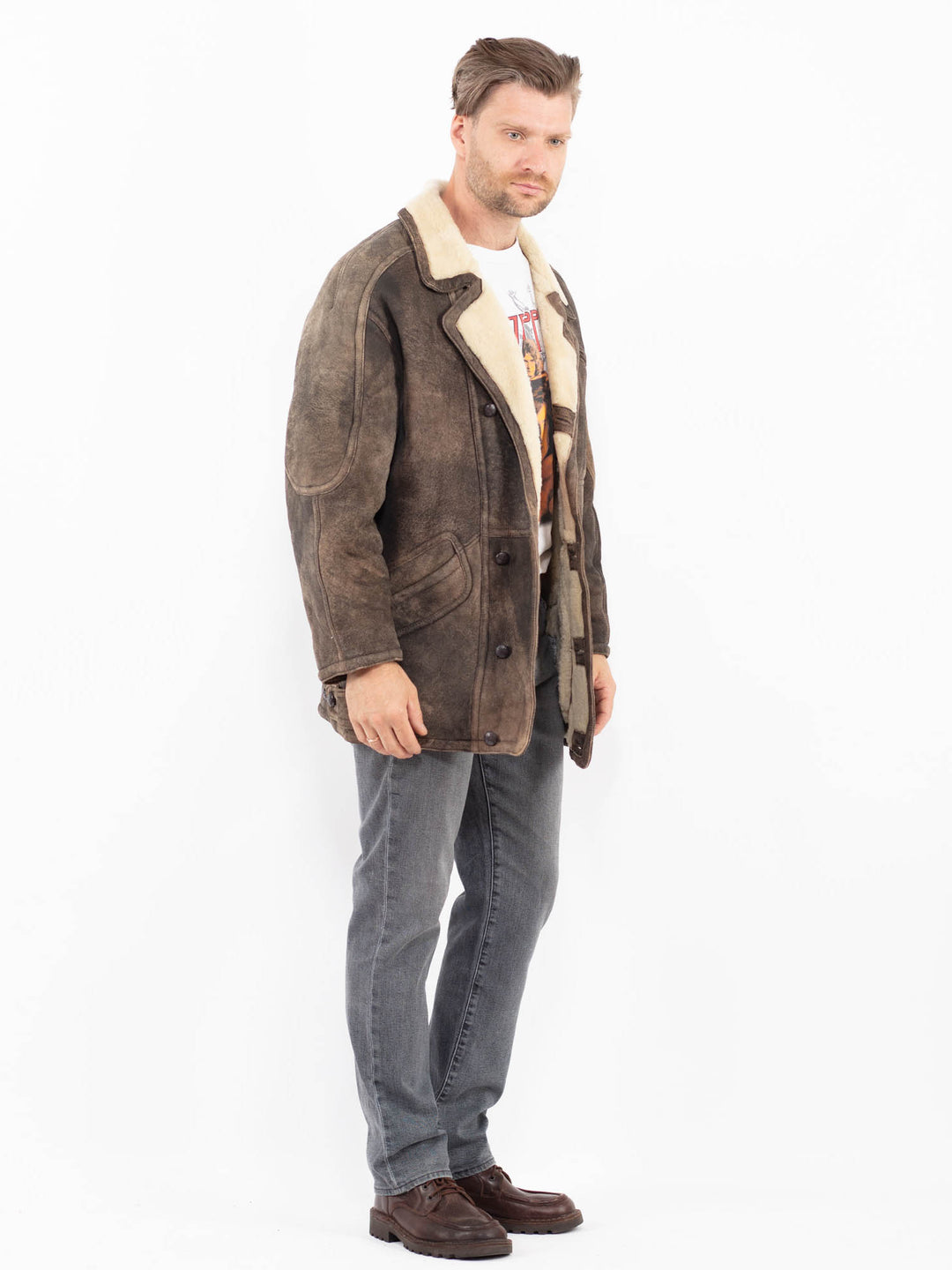 Vintage 80's Men Sheepskin in BrownZ2134