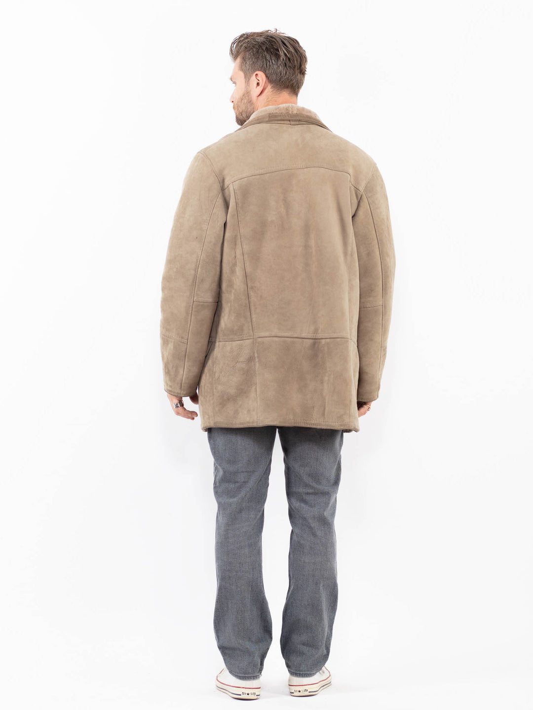 Vintage 80's Men Sheepskin Coat in BeigeZ2009
