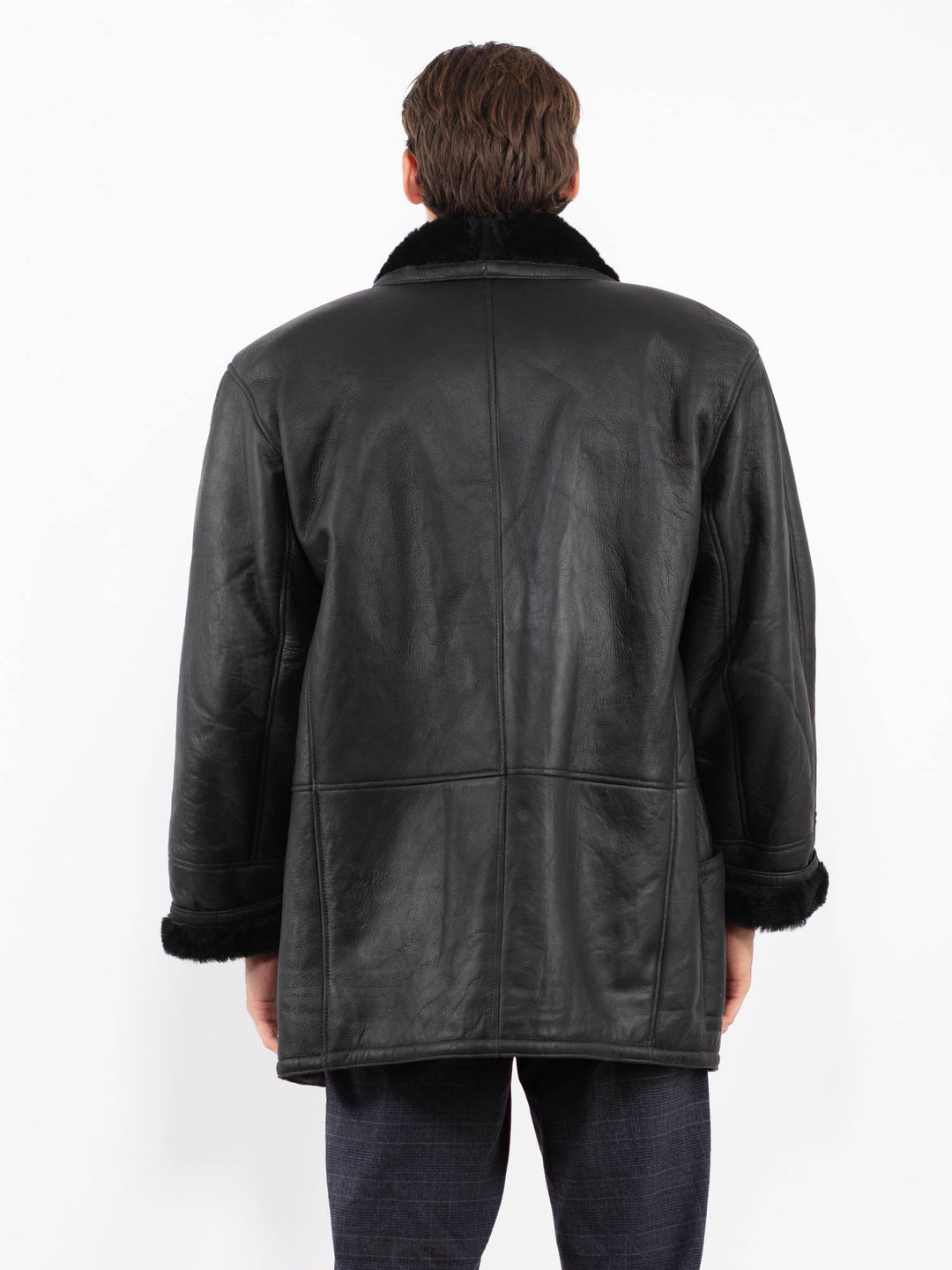 Vintage 80's Men Sheepskin Coat in BlackZ2250
