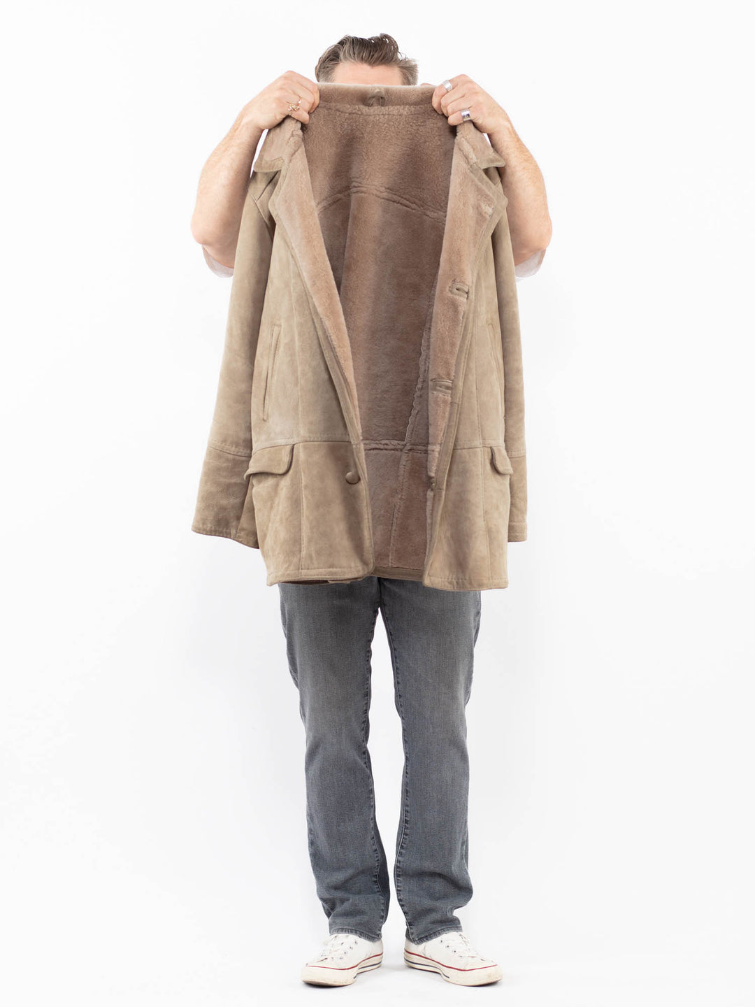 Vintage 80's Men Sheepskin Coat in BeigeZ2009