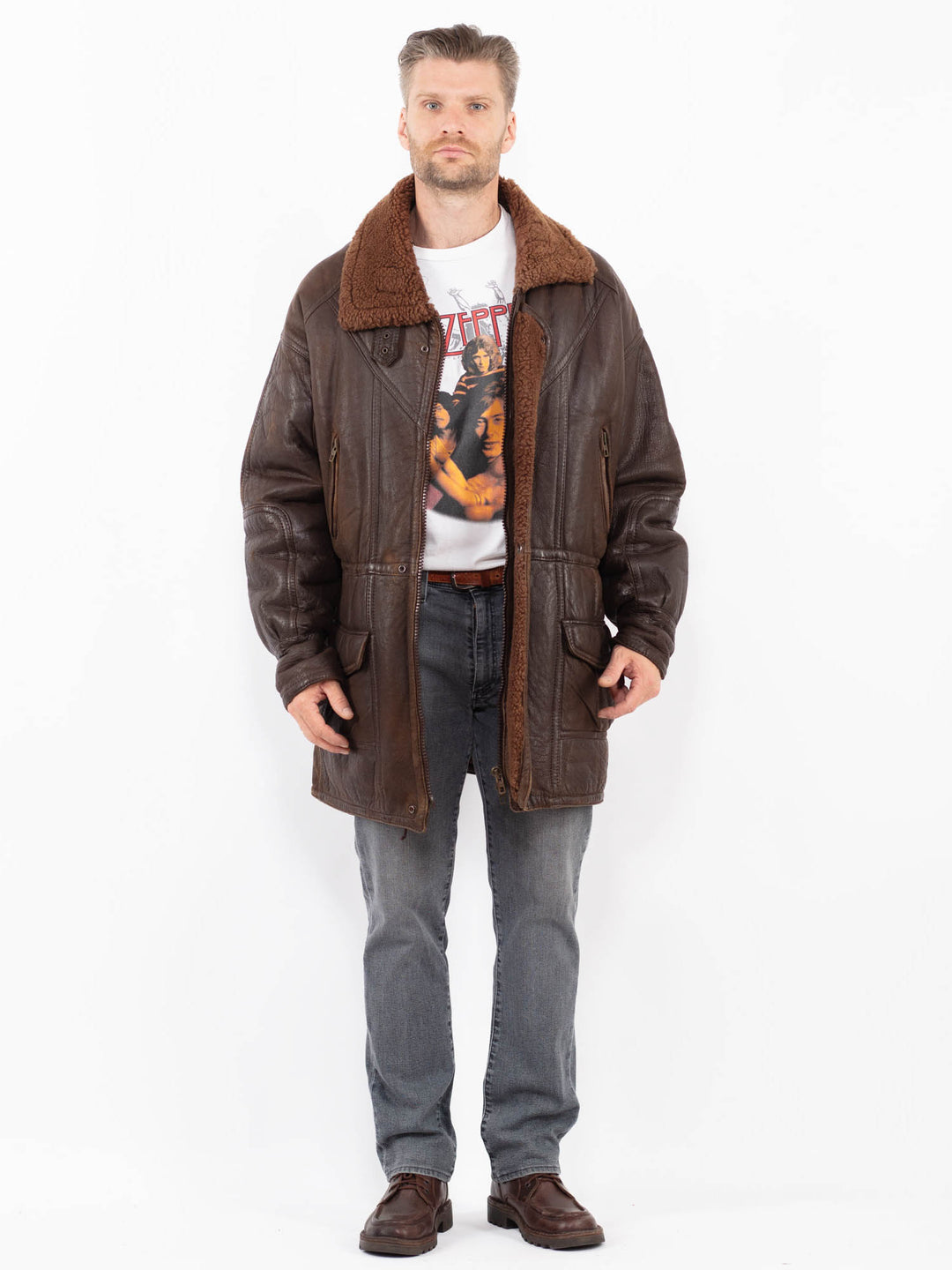 Vintage 80's Men Sheepskin in BrownZ2138