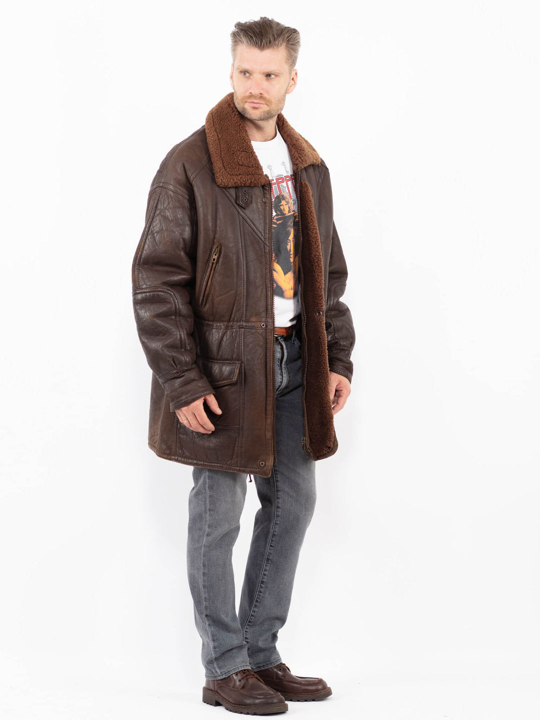 Vintage 80's Men Sheepskin in BrownZ2138