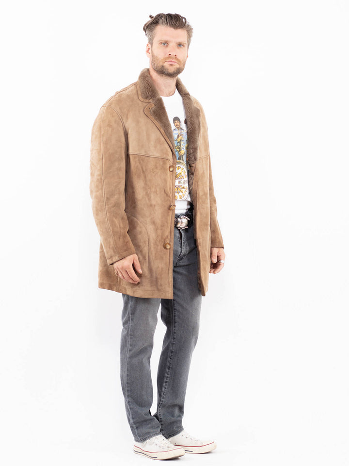 Vintage 80's Men Sheepskin Coat in BeigeZ2014