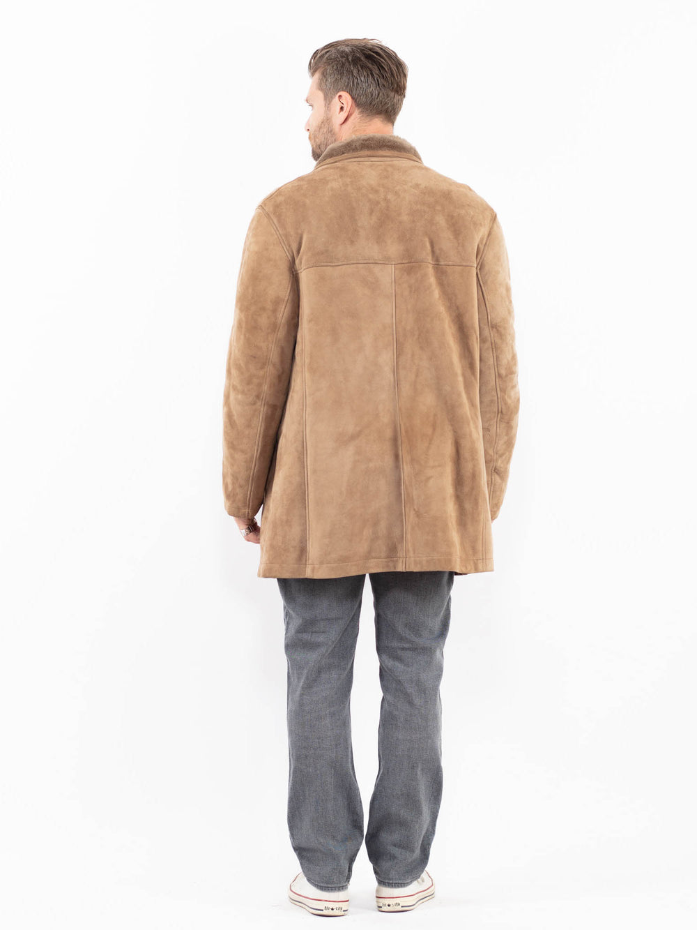 Vintage 80's Men Sheepskin Coat in BeigeZ2014