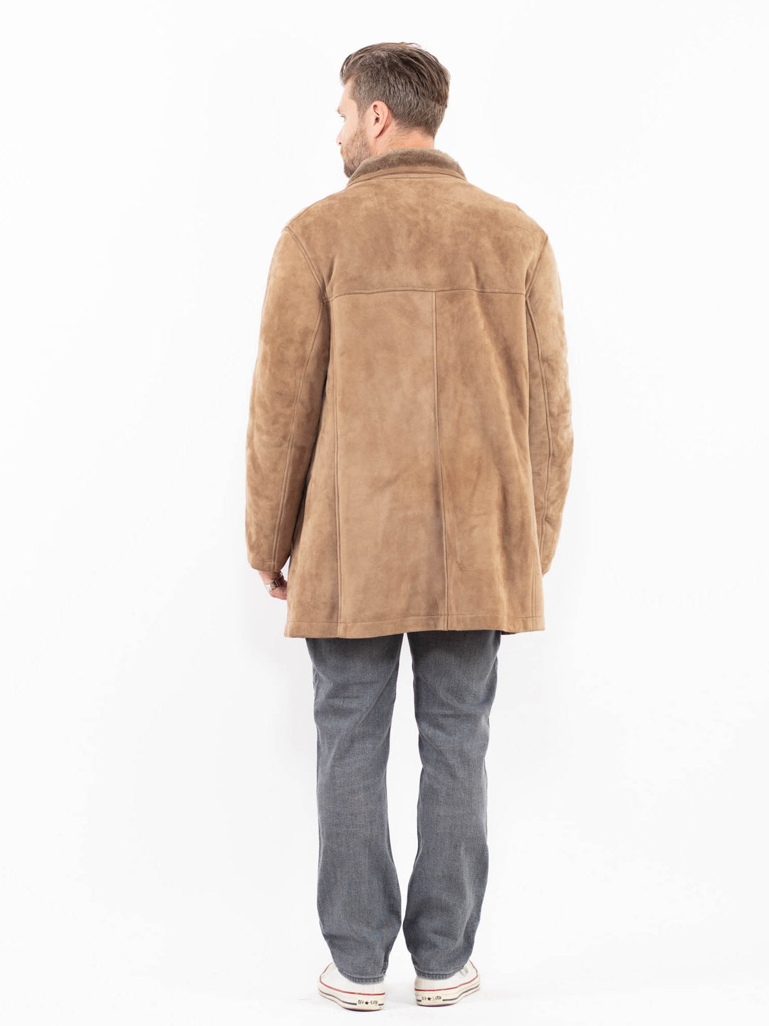 Vintage 80's Men Sheepskin Coat in BeigeZ2014