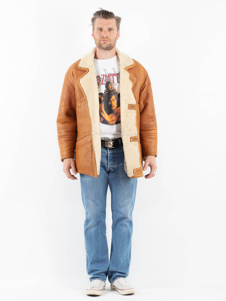 Vintage 80's Men Sheepskin Coat in BrownZ1802
