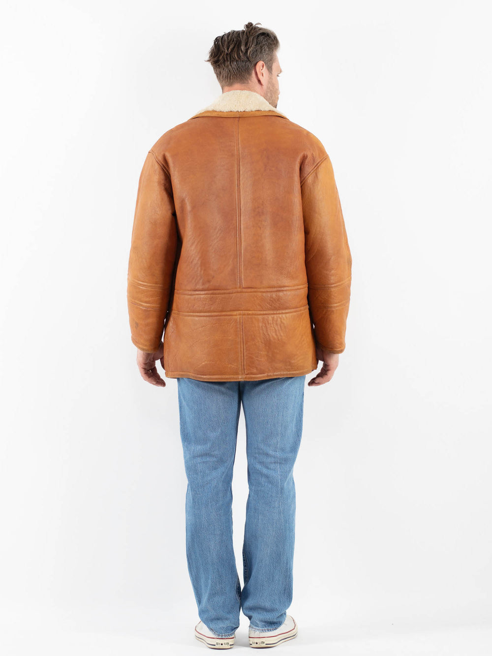 Vintage 80's Men Sheepskin Coat in BrownZ1802