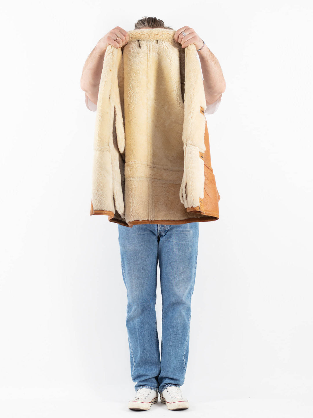 Vintage 80's Men Sheepskin Coat in BrownZ1802