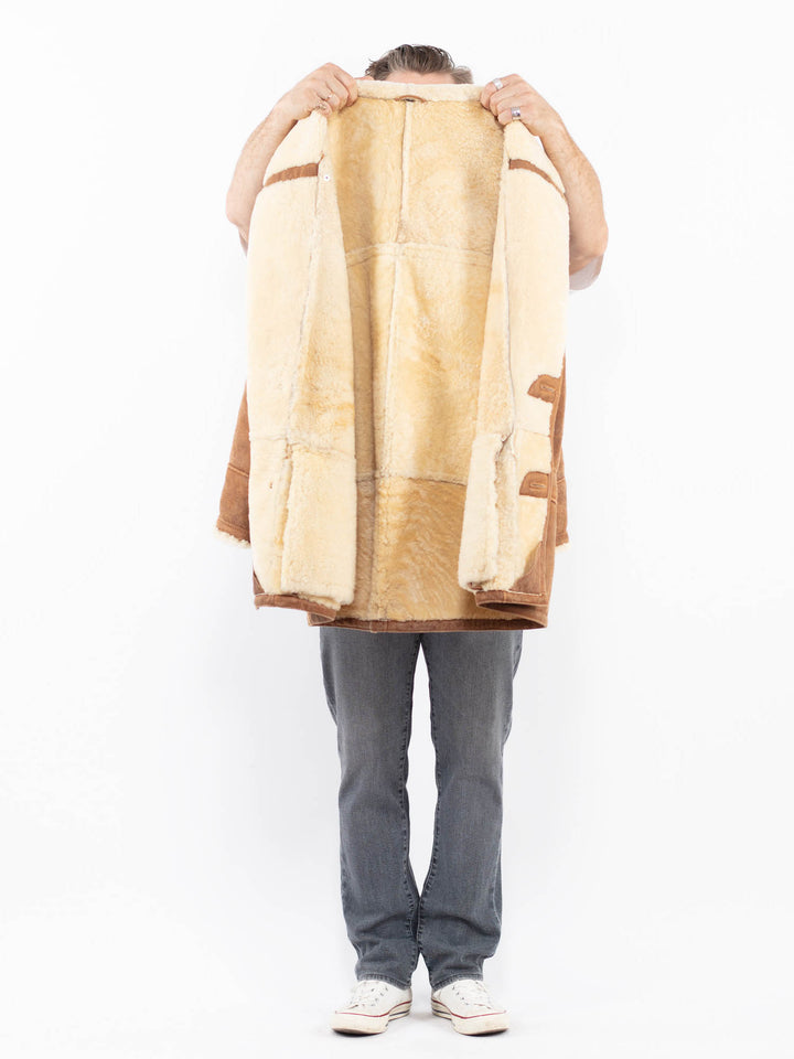 Vintage 80's Men Sheepskin Coat in BrownZ2031