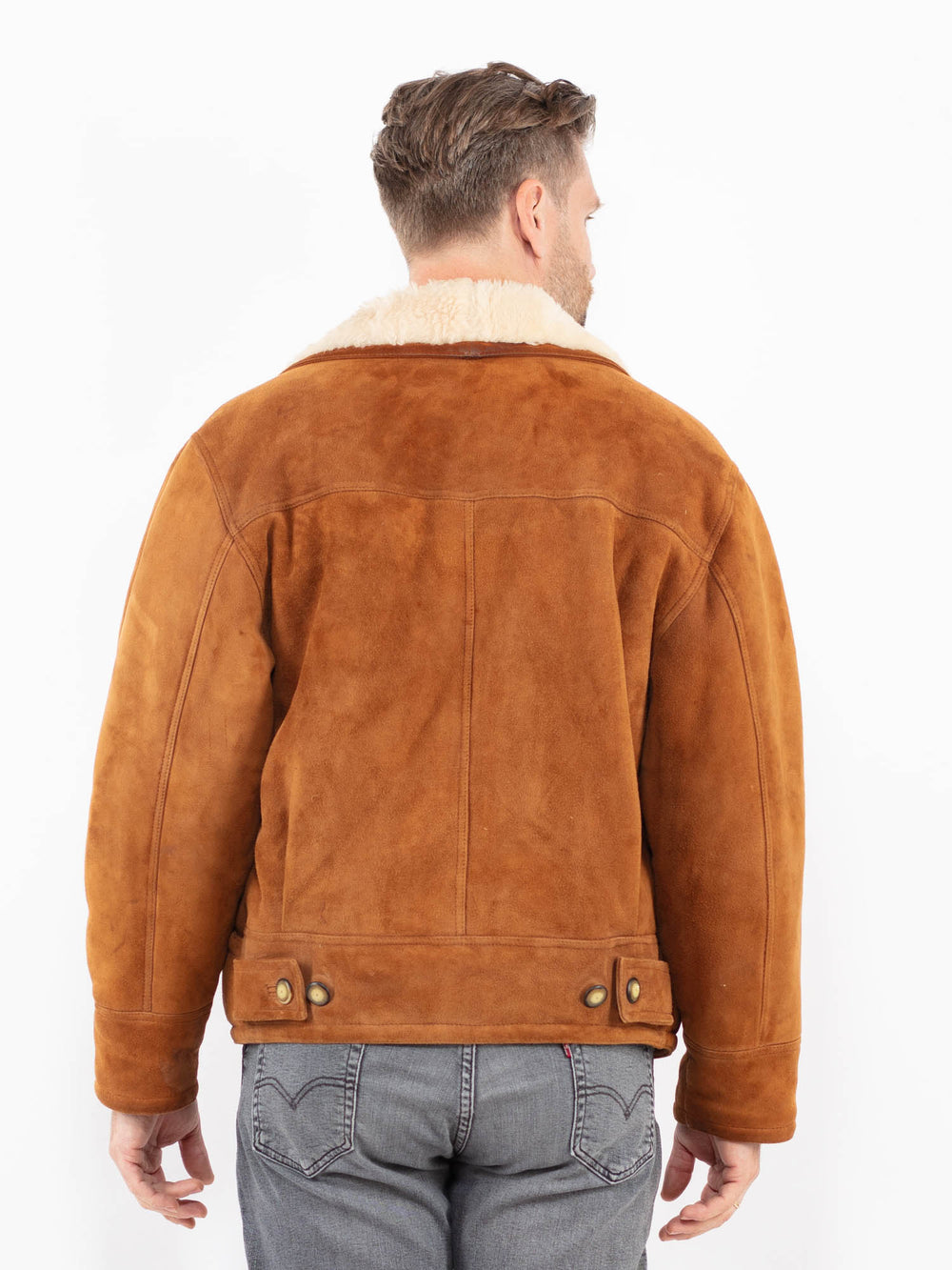 Vintage 80's Men Sheepskin Jacket in BrownZ2032
