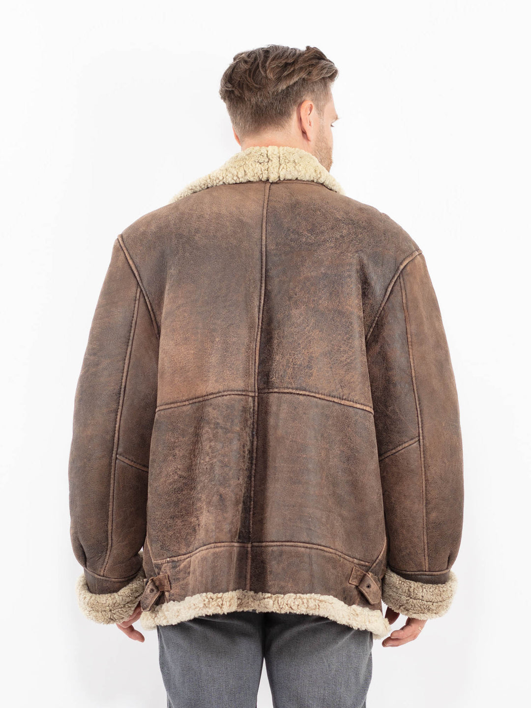 Vintage 80's Men Sheepskin Jacket in BrownZ2104